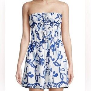Anthropologie Faithfull The Brand Palmira Linen Strapless Mini Dress